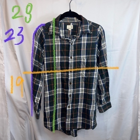Urban Outfitters Renewal Shirt Flannel Button Up Long Sleeve Stripes Plaid Top - Picture 11 of 11